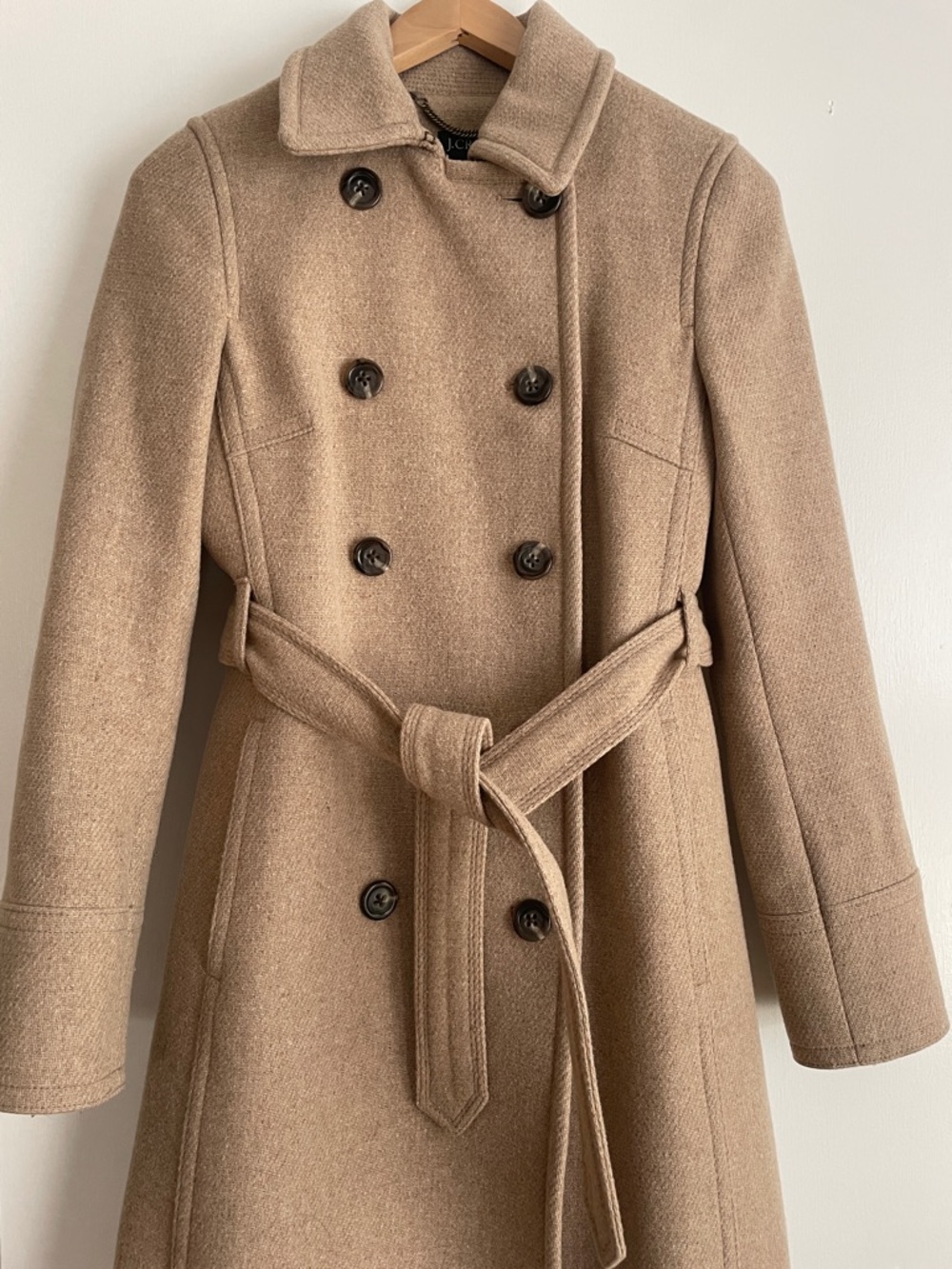 J. Crew Double-Breasted Wool Pea Coat in Camel